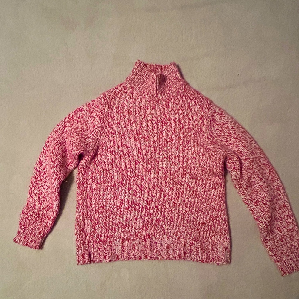 Cozy Red & White Turtleneck Knit Sweater - Eddie Bauer Sz M - EUC